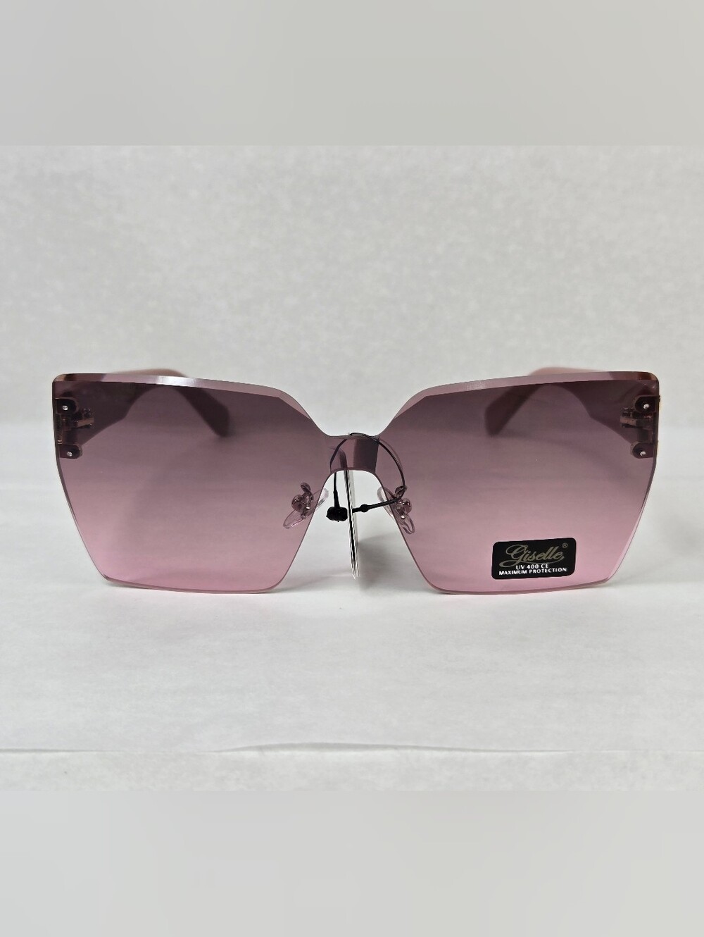 Giselle Rimless Sunglasses Butterfly NWT Gradient Smokey Lens Pink Mauve Y2K